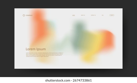 Abstract wave design of landing page. retro gradient mesh website design