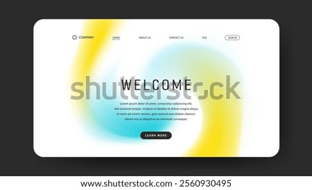 Abstract wave design of landing page. gradient mesh website design