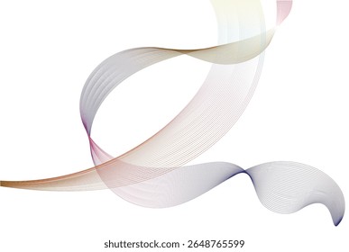Abstract wave design with smooth lines and elegant gradient from purple to brown and yellow. Flowing and modern pattern on white background for stylish and professional creative use