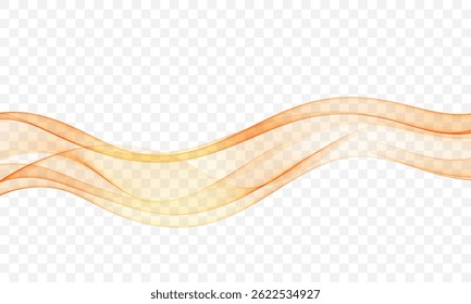 Abstract wave design in warm orange and yellow tones with smooth transparent curves, ideal for overlays and modern vector compositions.