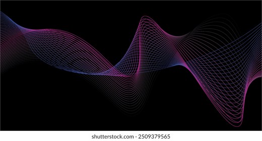 Abstract wave digital element for certificate design. Curved wavy lines design