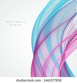 Abstract wave digital element for design and color line art background. Vector illustration