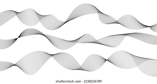 Abstract wave digital element for design. Curved wavy line design element set