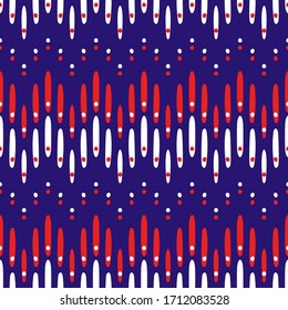 Fondo de pantalla de fondo de patrón sin problemas de la línea de puntos de onda abstracta. Colores combinados de rojo y azul. Patrón para textiles, tela y más.