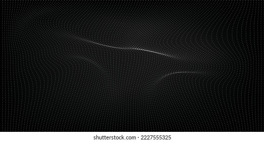 Abstract wave dots in dark background.