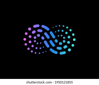 Abstract wave from dots and lines logo vector design. Creative infinity, swirl, loop sign logotype.