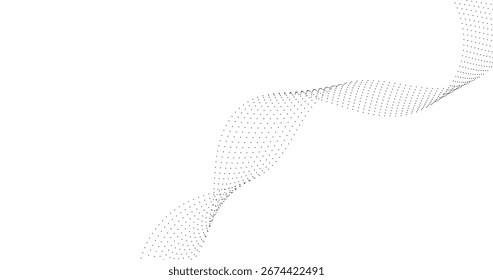 Abstract wave of dots on Copy Space white background Design element