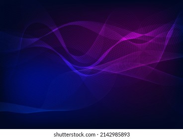 Abstract wave and dots technology background with light, Network connection structure concept.
