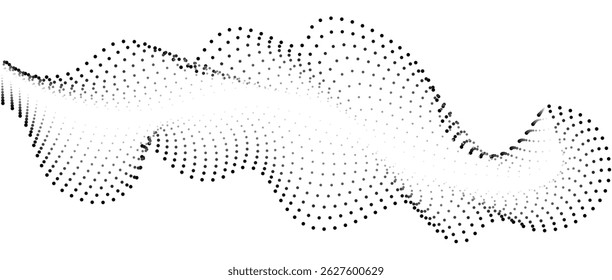 Onda Abstractas con puntos. Vector de puntos fluidos con líneas semitonales de mezcla. Una línea ondulada curva. Onda de puntos de sonido dinámico. Ecualizador digital de Pistas de frecuencia. Concepto de tecnología, ciencia, música