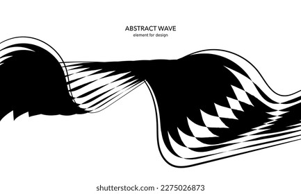 Abstract wave dotted element for design. Stylized line with dot on art background. Waves range with lines dots. Digital frequency track equalizer. Curved smooth wavy string. Vector illustration.