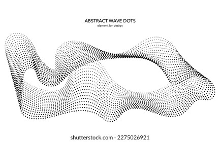 Elemento de onda abstracta con puntos para el diseño. Línea estilizada con punto sobre fondo artístico. Las ondas van con puntos de líneas. Ecualizador de pista de frecuencia digital. Cadena ondulada suave curvada. Ilustración vectorial.