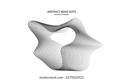 Abstraktes Wellenelement für Design. Stillinie mit Punkt auf Kunsthintergrund. Die Wellen sind mit Zeilenpunkten versehen. Digital Frequency Track Equalizer. Gekochtes, glattes, gewelltes Stück. Vektorgrafik.