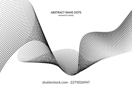 Abstraktes Wellenelement für Design. Stillinie mit Punkt auf Kunsthintergrund. Die Wellen sind mit Zeilenpunkten versehen. Digital Frequency Track Equalizer. Gekochtes, glattes, gewelltes Stück. Vektorgrafik.