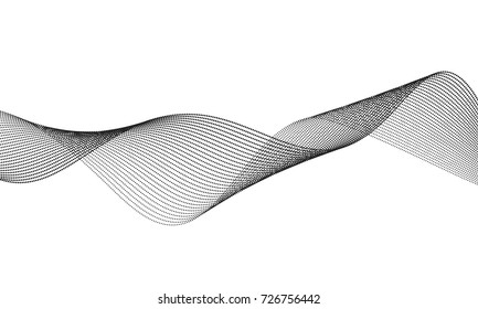 Abstract wave dotted element for design. Digital frequency track equalizer. Stylized line art background. Vector illustration. Wave with dots created using blend tool. Curved wavy line, dots.