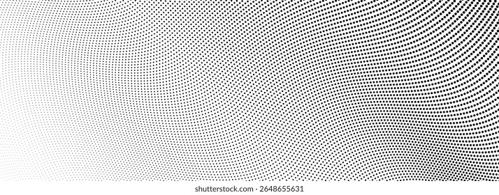 Fundo abstrato de linha pontilhada de onda. Textura da faixa do traço dinâmico técnico. Papel de parede de linhas curvas e deformadas pretas para modelo de design, apresentação, brochura, folheto, livreto. Tela de fundo do vetor