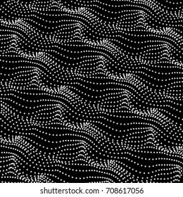 Abstract wave dotted mesh on black. Modern background.