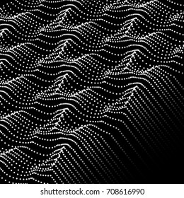 Abstract wave dotted on black. Modern background.