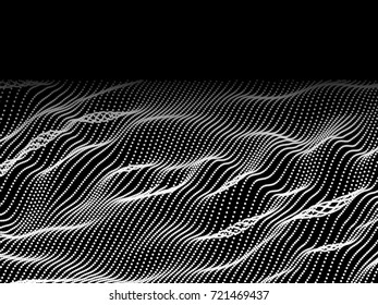 Abstract wave dotted on black. Modern background.