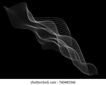 Abstract wave dotted on black. Modern background.