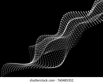 Abstract wave dotted on black. Modern background.