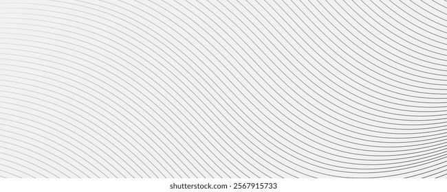 Abstract wave dynamic curve lines on background with flowing particles for banner, template, wallpaper background with wave design.