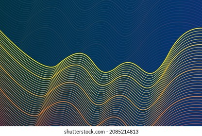 Abstract wave element background design. Digital colored line art vector design. Dynamic particles sound wave design.