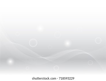 Abstract wave element and bokeh on gray background, vector, illustration. 