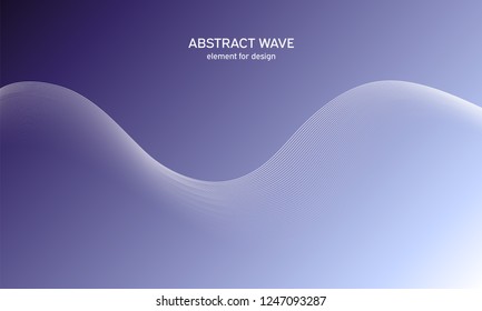 Abstract wave element for design. Blue. Digital frequency track equalizer. Stylized line art background. Colorful shiny wave with lines created using blend tool. Curved wavy line, smooth stripe Vector