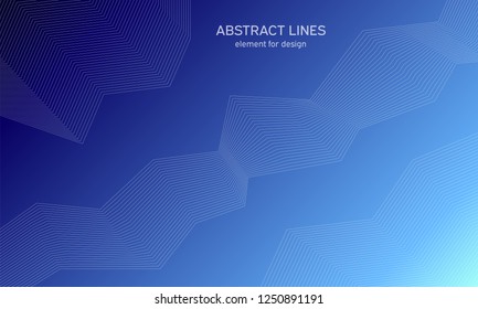 Abstract wave element for design. Blue. Digital frequency track equalizer. Stylized line art background. Colorful shiny wave with lines created using blend tool. Curved wavy line, smooth stripe Vector