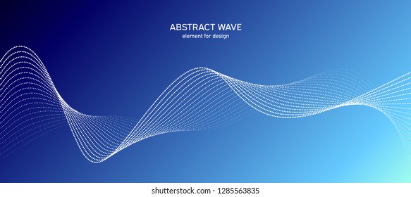 Abstract wave element for design. Blue. Digital frequency track equalizer. Stylized line art background. Colorful shiny wave with lines created using blend tool. Curved wavy line, smooth stripe Vector