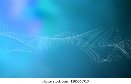 Abstract wave element for design. Blue. Digital frequency track equalizer. Stylized line art background. Colorful shiny wave with lines created using blend tool. Curved wavy line, smooth stripe Vector