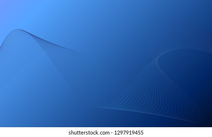 Abstract wave element for design. Blue. Digital frequency track equalizer. Stylized line art background. Colorful shiny wave with lines created using blend tool. Curved wavy line, smooth stripe Vector