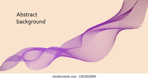 Abstract wave element for design. Colorful digital frequency. Vector line background. Wave with lines created using blend tool. Curved wavy line, smooth stripe.