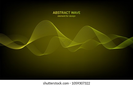 Abstract wave element for design. Digital frequency track equalizer. Stylized line art background. Colorful shiny wave with lines created using blend tool. Curved wavy line, smooth stripe. Vector.