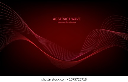 Abstract wave element for design. Digital frequency track equalizer. Stylized line art background. Colorful shiny wave with lines created using blend tool. Curved wavy line, smooth stripe. Vector.