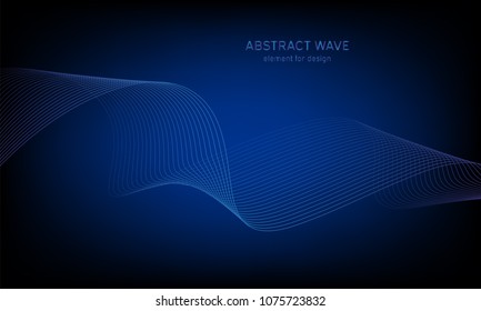 Abstract wave element for design. Digital frequency track equalizer. Stylized line art background. Colorful shiny wave with lines created using blend tool. Curved wavy line, smooth stripe. Vector.