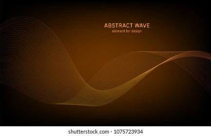 Abstract wave element for design. Digital frequency track equalizer. Stylized line art background. Colorful shiny wave with lines created using blend tool. Curved wavy line, smooth stripe. Vector.