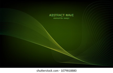 Abstract wave element for design. Digital frequency track equalizer. Stylized line art background. Colorful shiny wave with lines created using blend tool. Curved wavy line, smooth stripe. Vector.
