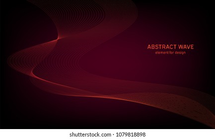 Abstract wave element for design. Digital frequency track equalizer. Stylized line art background. Colorful shiny wave with lines created using blend tool. Curved wavy line, smooth stripe. Vector.