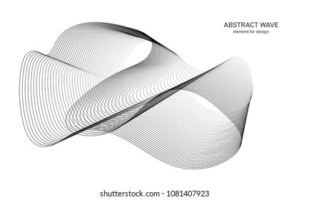 Abstract wave element for design. Digital frequency track equalizer. Stylized line art background. Vector illustration. Wave with lines created using blend tool. Curved wavy line, smooth stripe.