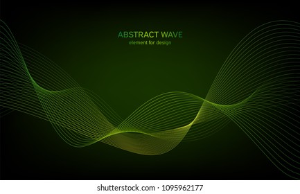 Abstract wave element for design. Digital frequency track equalizer. Stylized line art background. Colorful shiny wave with lines created using blend tool. Curved wavy line, smooth stripe. Vector.