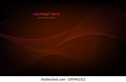 Abstract wave element for design. Digital frequency track equalizer. Stylized line art background. Colorful shiny wave with lines created using blend tool. Curved wavy line, smooth stripe. Vector.