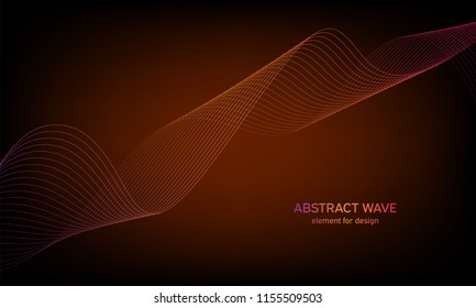 Abstract wave element for design. Digital frequency track equalizer. Stylized line art background. Colorful shiny wave with lines created using blend tool. Curved wavy line, smooth stripe. Vector.