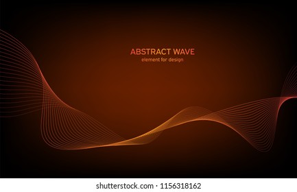 Abstract wave element for design. Digital frequency track equalizer. Stylized line art background. Colorful shiny wave with lines created using blend tool. Curved wavy line, smooth stripe. Vector.