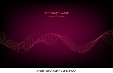 Abstract wave element for design. Digital frequency track equalizer. Stylized line art background. Colorful shiny wave with lines created using blend tool. Curved wavy line, smooth stripe. Vector.