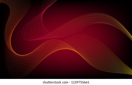 Abstract wave element for design. Digital frequency track equalizer. Stylized line art background. Colorful shiny wave with lines created using blend tool. Curved wavy line, smooth stripe. Vector.