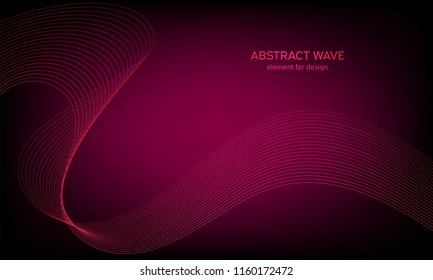 Abstract wave element for design. Digital frequency track equalizer. Stylized line art background. Colorful shiny wave with lines created using blend tool. Curved wavy line, smooth stripe. Vector.