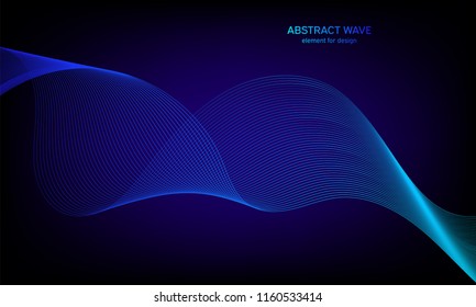 Abstract wave element for design. Digital frequency track equalizer. Stylized line art background. Colorful shiny wave with lines created using blend tool. Curved wavy line, smooth stripe. Vector.