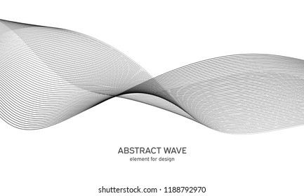 Abstract wave element for design. Digital frequency track equalizer. Stylized line art background. Vector illustration. Wave with lines created using blend tool. Curved wavy line, smooth stripe.