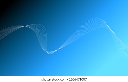 Abstract wave element for design. Digital frequency track equalizer. Stylized line art background. Colorful shiny wave with lines created using blend tool. Curved wavy line, smooth stripe Vector